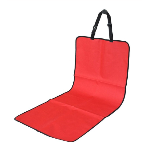 Red RideReady dog car seat cover with headrest strap