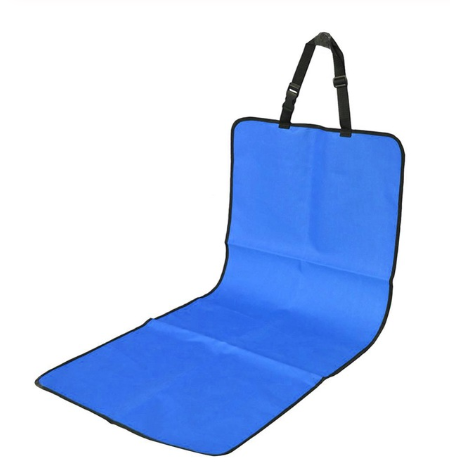 Blue RideReady dog car seat cover with headrest strap