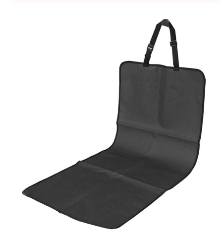 Black RideReady dog car seat cover with headrest strap