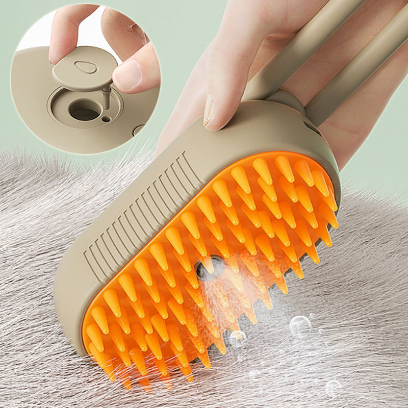 Close-up of a hand opening the refill cap on the pet steam brush water tank