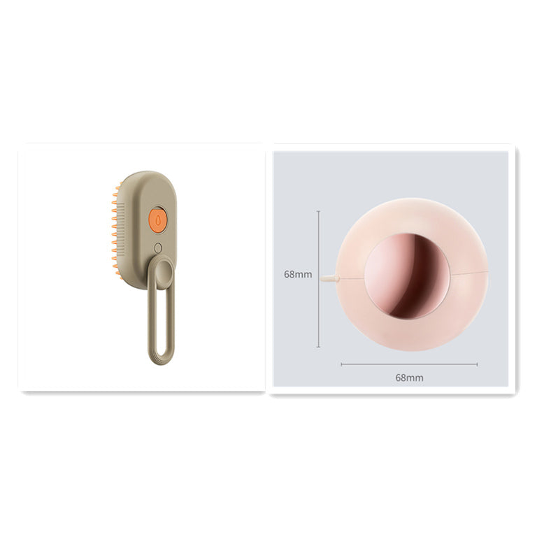 SteamyGroom Milk Brown set: pet steam brush with pink round 68 mm accessory