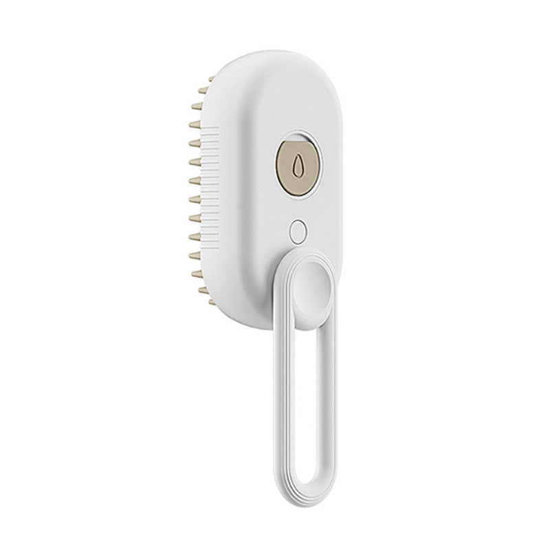 SteamyGroom pet steam brush in Porcelain White, side view